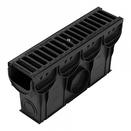 картинка Пескоуловитель для лотка водоотводного пластиковый 500х133х250 мм Standartpark Spark 2/3 с чугунной решеткой от магазина