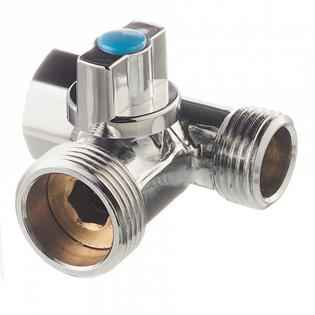 картинка Кран шаровой латунный VALTEC (VT.256.N.04) 1/2 ВР(г) х 3/4 НР(ш) х 1/2 НР(ш) к бытовой технике проходной бабочка трехходовой от магазина