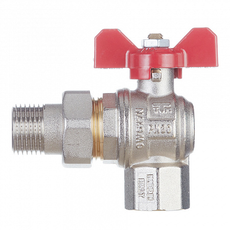 картинка Кран шаровой латунный Tiemme 1/2 ВР(г) х 1/2 НР(ш) бабочка с полусгоном угловой от магазина