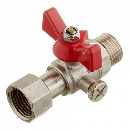 картинка Кран шаровой латунный VALTEC (VT.806.N.0404) 1/2 НР(ш) х 1/2 ВР(г) для подключения манометра проходной бабочка прямой от магазина