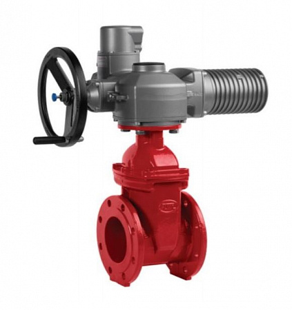 картинка Задвижка с обрезиненным клином KR15 DN200, PN16 ГРАНАР , ф/ф, с электроприводом SA14.2, 380 В ( красная) от магазина