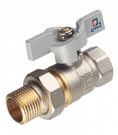 картинка Кран шаровой латунный СТМ 1/2 ВР(г) х 1/2 НР(ш) бабочка с полусгоном прямой от магазина
