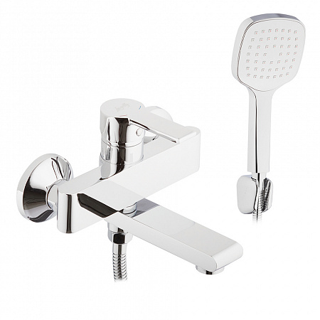 картинка Смеситель для ванны Lavelly Balance хром однорычажный с коротким изливом с лейкой от магазина